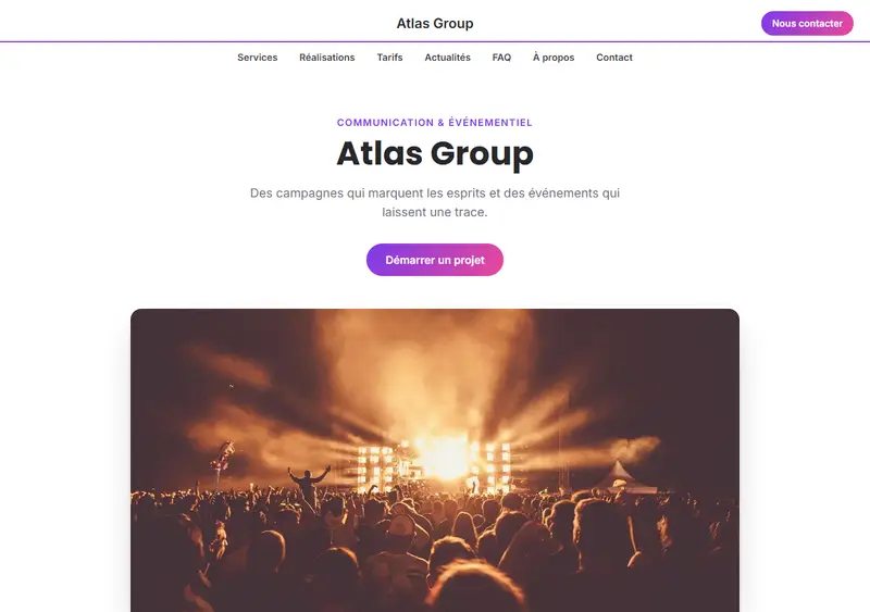 Aperçu du modèle de site Agence de communication & événementiel