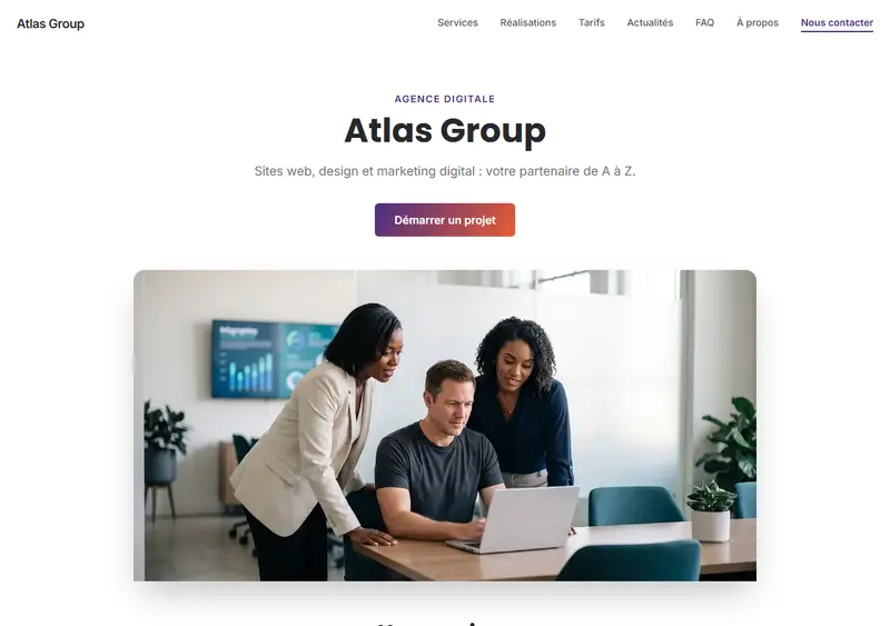 Aperçu du modèle de site Agence / Entreprise