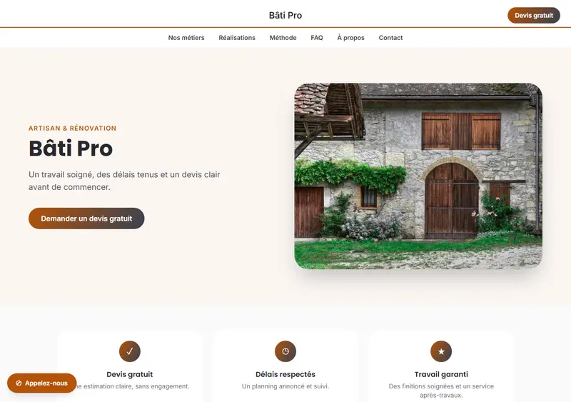 Modèle de site artisans & btp