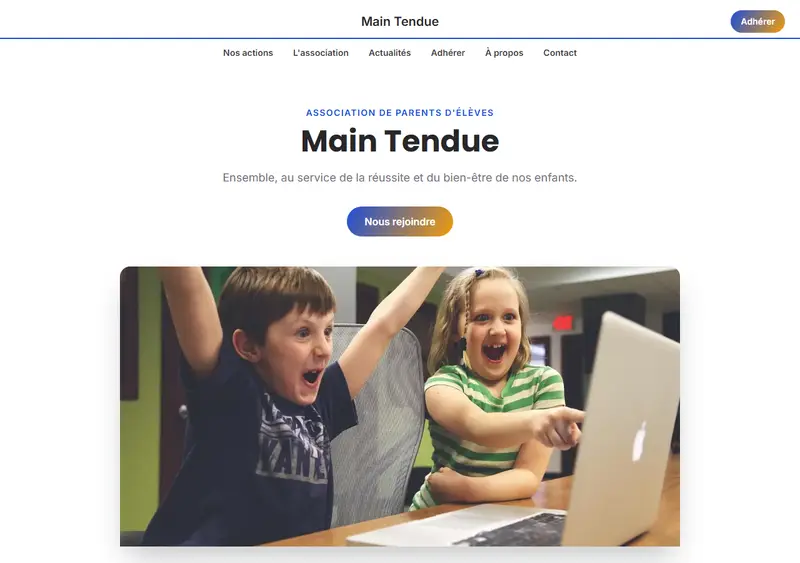 Aperçu du modèle de site Association de parents d'élèves