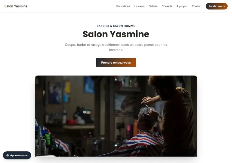 Aperçu du modèle de site Barbier / Salon de coiffure homme