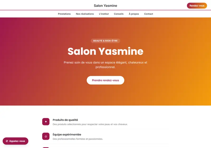Modèle de site beauté & bien-être