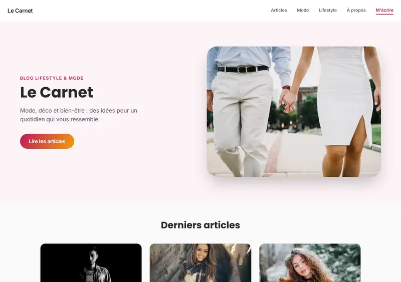 Aperçu du modèle de site Blog lifestyle & mode