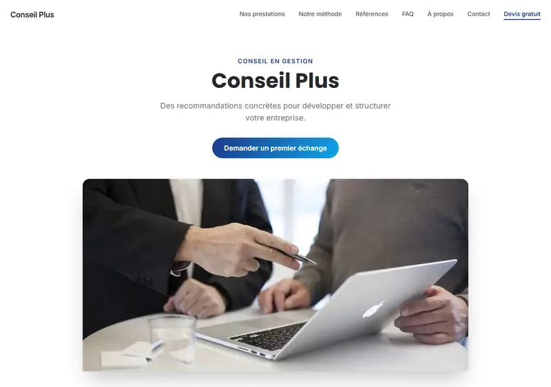 Aperçu du modèle de site Cabinet de conseil en gestion