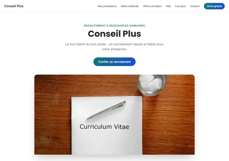 Aperçu du modèle de site Cabinet de recrutement / RH