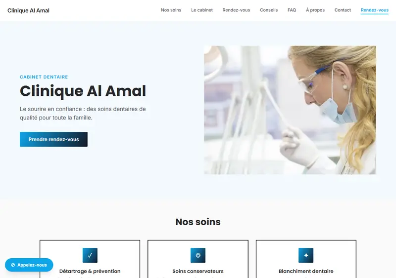 Aperçu du modèle de site Cabinet dentaire