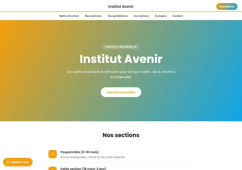 Aperçu du modèle de site Crèche & maternelle