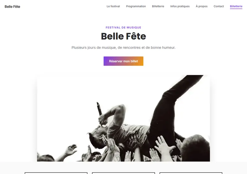 Aperçu du modèle de site Festival de musique