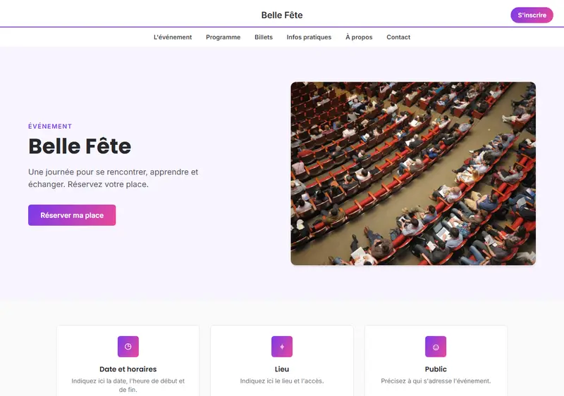 Modèle de site événementiel