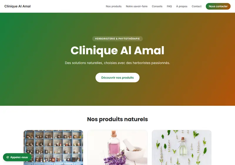 Aperçu du modèle de site Herboristerie / Phytothérapie