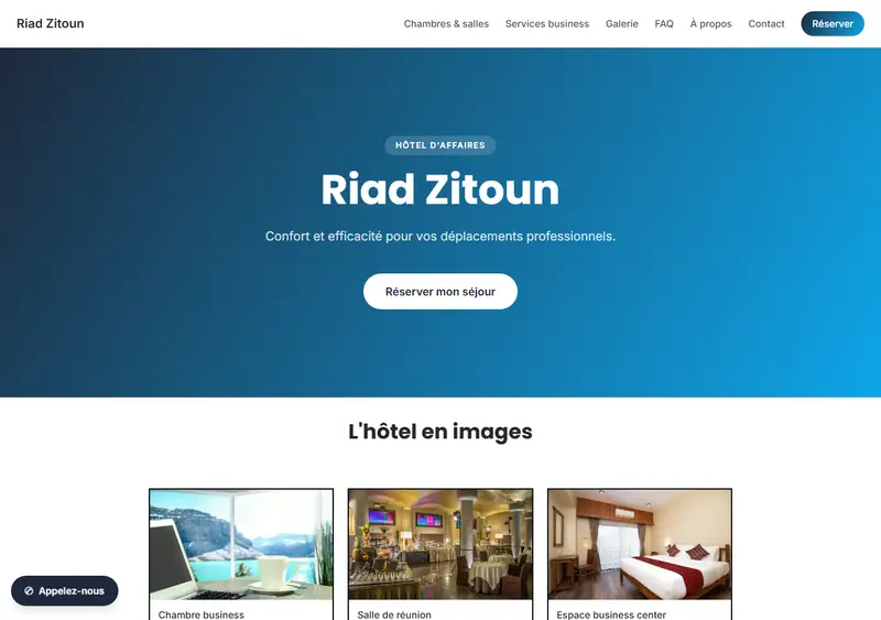 Aperçu du modèle de site Hôtel d'affaires / business