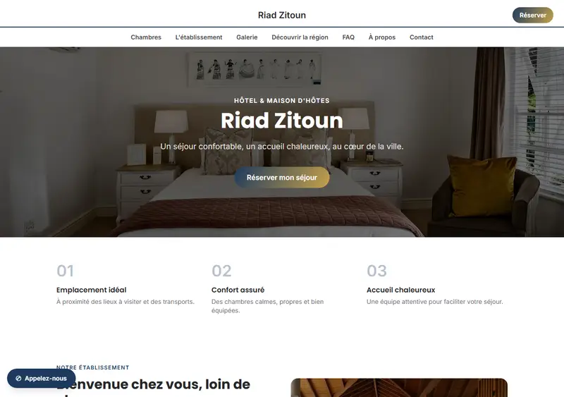 Modèle de site hôtel, riad & tourisme