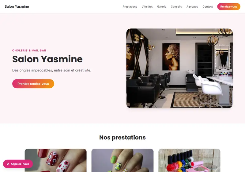 Aperçu du modèle de site Institut d'onglerie / Nail bar