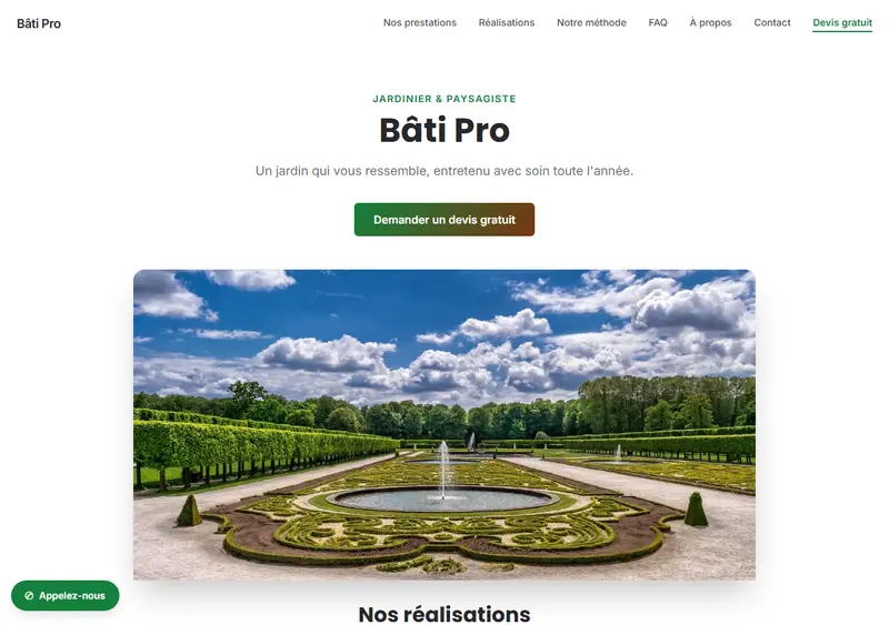 Aperçu du modèle de site Jardinier / Paysagiste