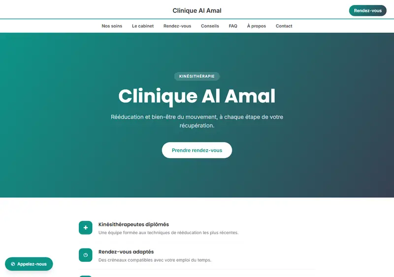 Aperçu du modèle de site Cabinet de kinésithérapie