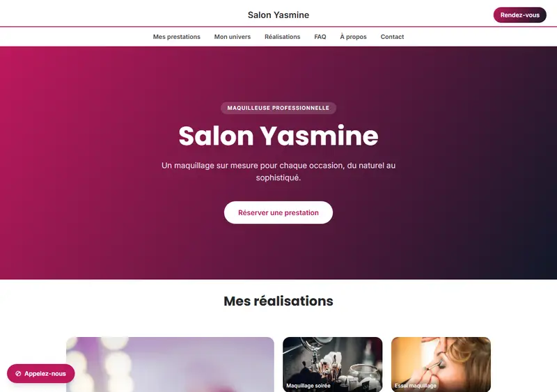 Aperçu du modèle de site Maquilleuse professionnelle