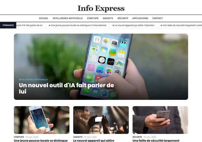 Aperçu du modèle de site Portail tech & innovation