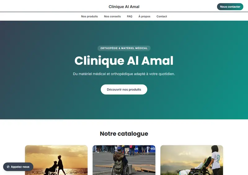 Aperçu du modèle de site Orthopédie / Matériel médical