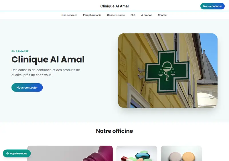 Aperçu du modèle de site Pharmacie