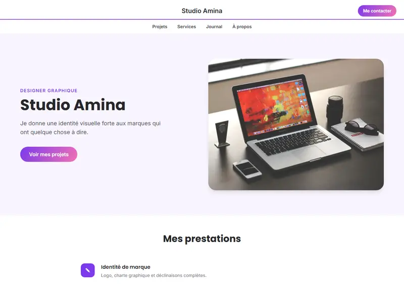 Aperçu du modèle de site Portfolio de designer graphique