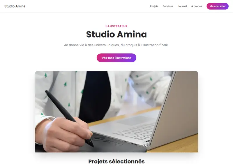 Aperçu du modèle de site Portfolio d'illustrateur