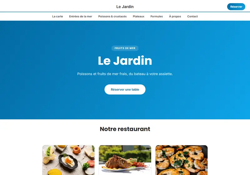 Aperçu du modèle de site Restaurant de fruits de mer