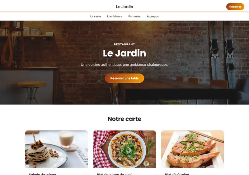 Modèle de site restaurant & café