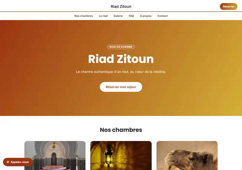 Aperçu du modèle de site Riad / Maison d'hôtes de charme