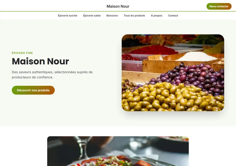 Aperçu du modèle de site Boutique — Épicerie & Produits du terroir