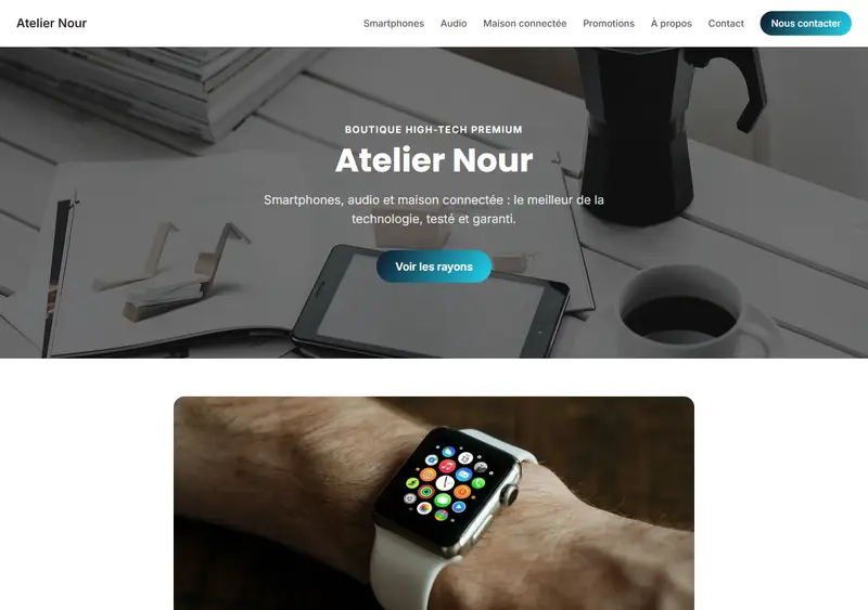 Aperçu du modèle de site Boutique Premium — High-tech & Gadgets