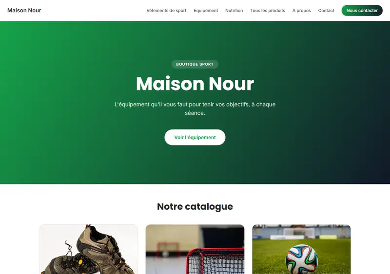 Aperçu du modèle de site Boutique — Sport & Fitness
