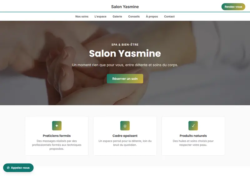 Aperçu du modèle de site Spa & massage bien-être
